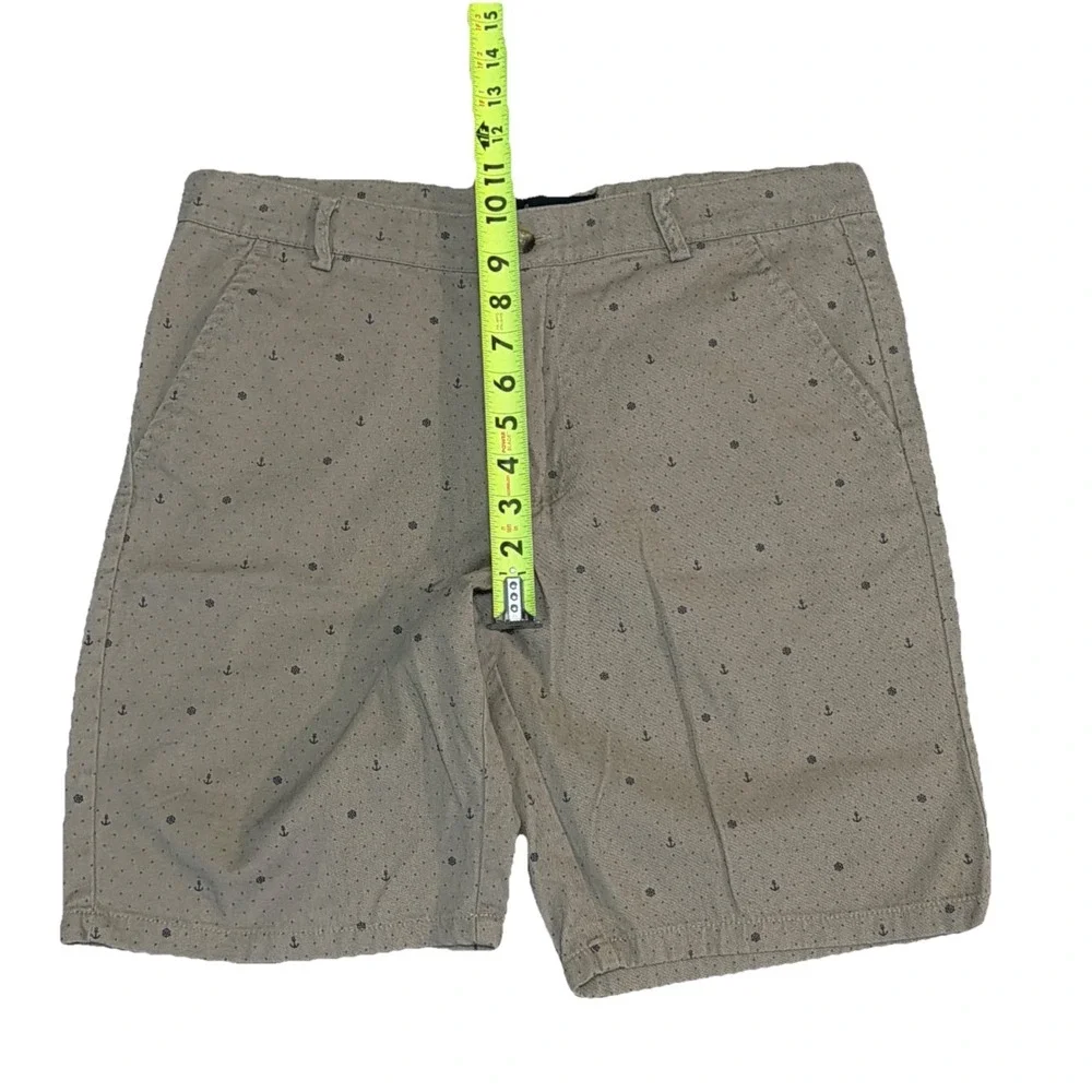 Public Record Men's‎ Brown Size 32x9 All Over Nautical Print Everyday Shorts Tan